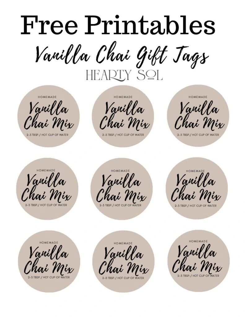 Vanilla Chai Printable Labels