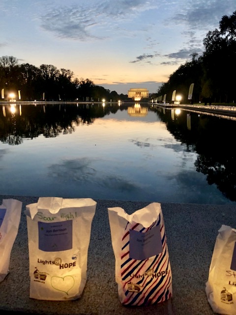 Lights of Hope brighten the night.