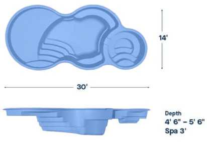 Latham Fiberglass Pool Model Axiom 14 Deluxe