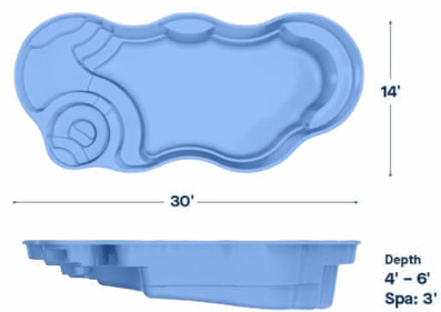 Latham Fiberglass Pool Model Bermuda 14 Deluxe