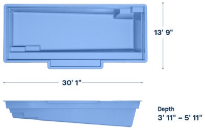 Latham Fiberglass Pool Model Tuscan 14.30