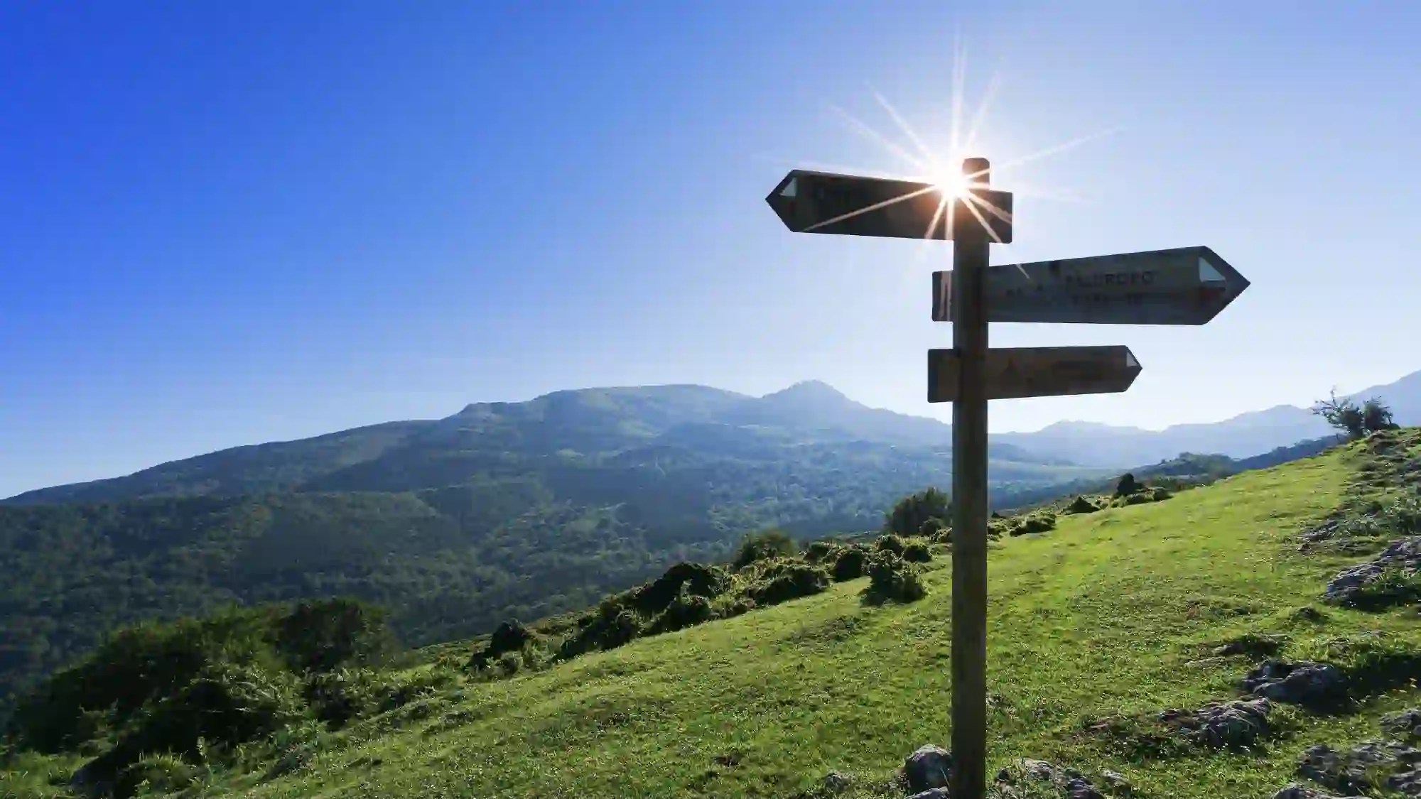 Picture of signpost on a hillside