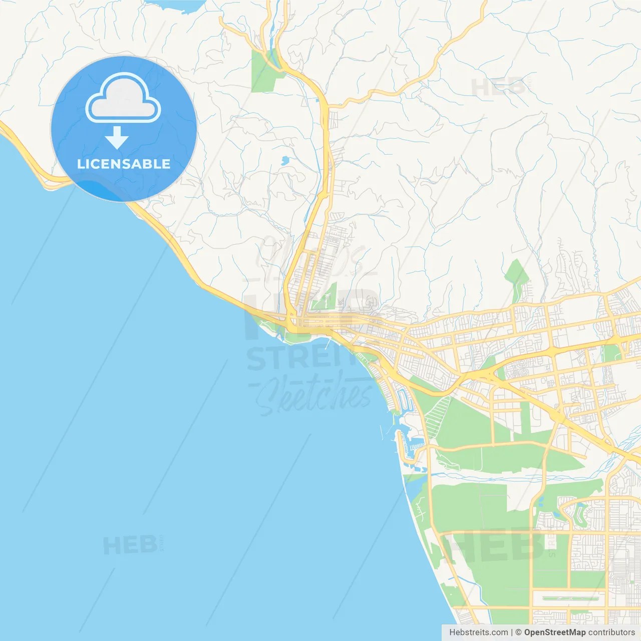 Empty Vector Map Of San California Usa HEBSTREITS.