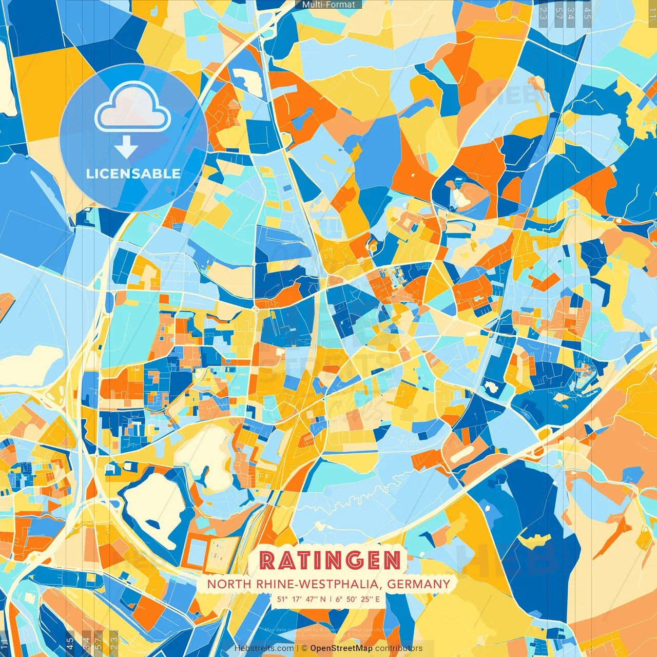 Ratingen North Rhine Westphalia Germany Blue And Orange Vector Art