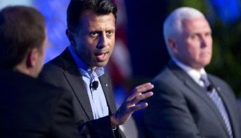 This Nov. 19, 2014, file photo shows Louisiana Gov. Bobby Jindal as he speaks at the Republican Governors Association annual conference in Boca Raton, Fla. The conference felt like a test run for what is increasingly shaping up as a brutal showdown for the Republican presidential nomination among more than a dozen potential contenders. (AP Photo/J Pat Carter, File)