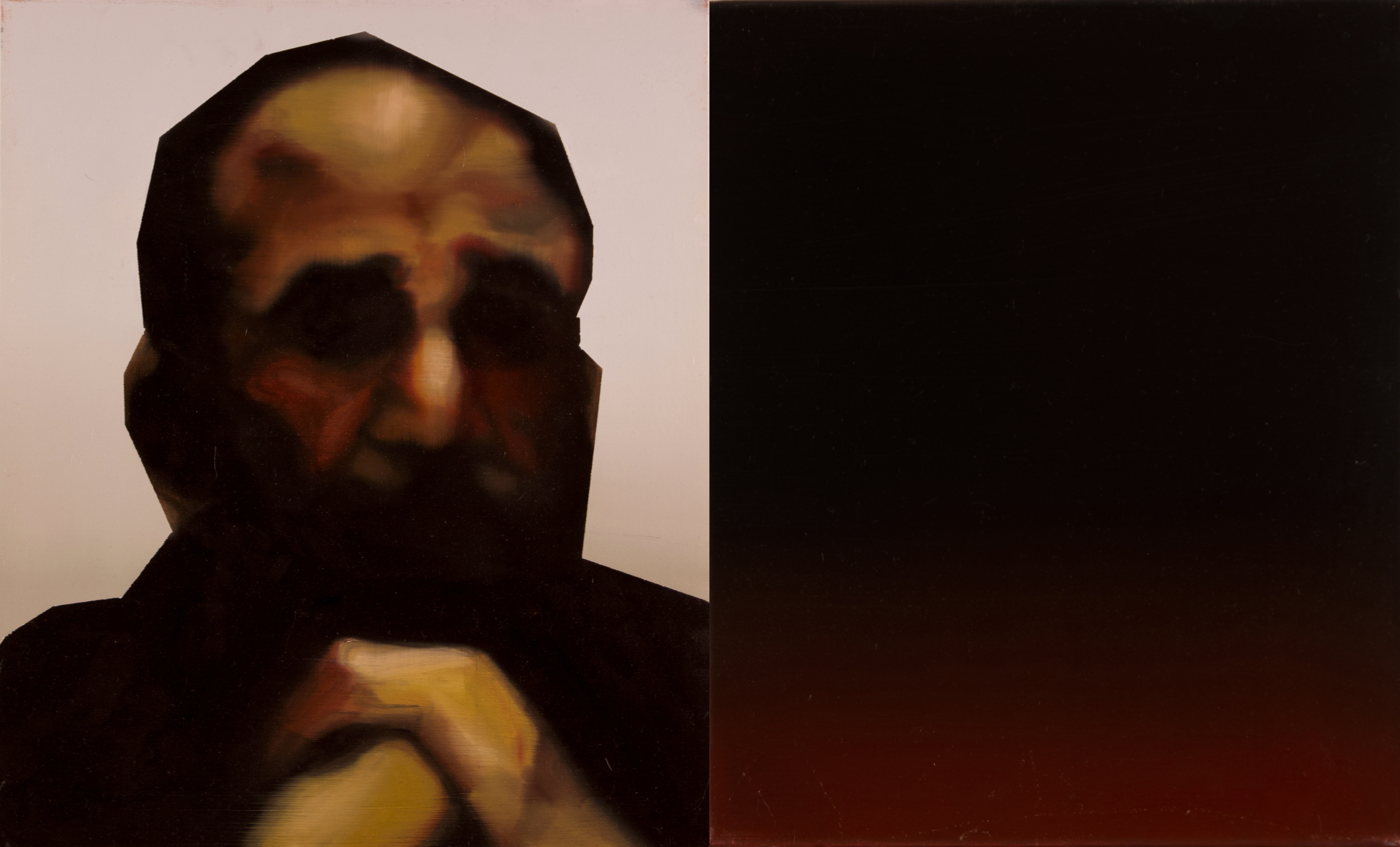 Regard (étude), 2014, huile sur toile, 2 éléments, 61 x 100 cm