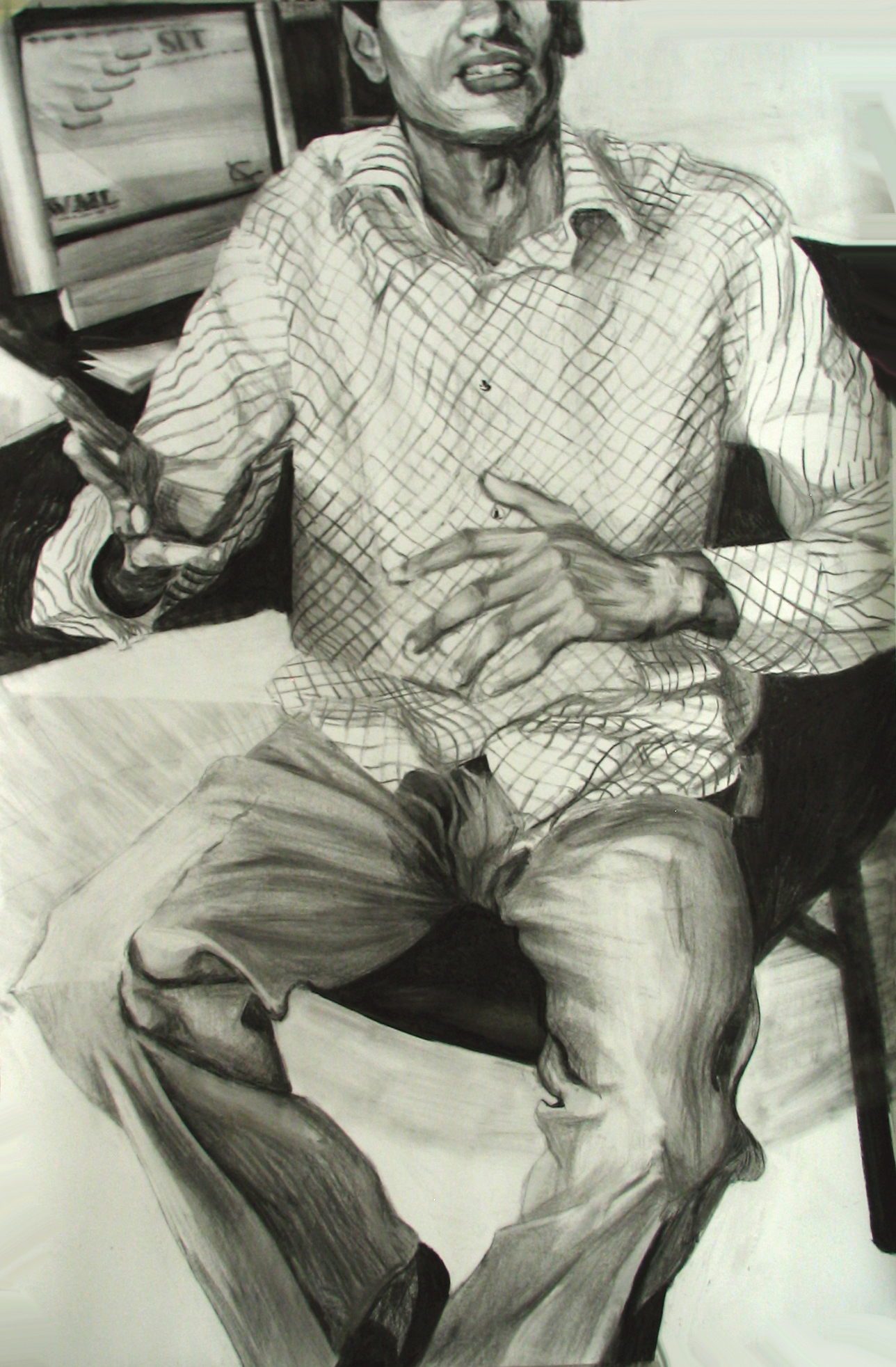 M. K., 2007, fusain sur papier, 150 x 90 cm