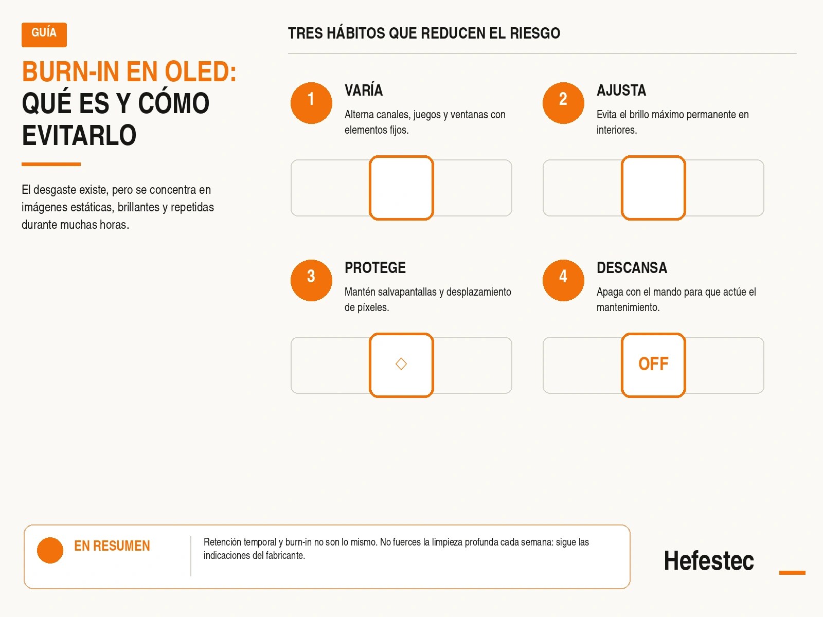 Hábitos para evitar el burn-in en una pantalla OLED