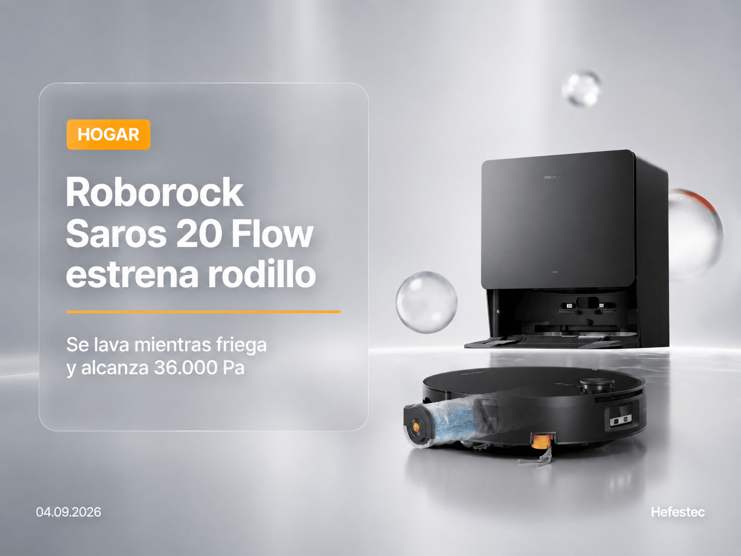 Robot aspirador Roborock Saros 20 Flow con rodillo de fregado