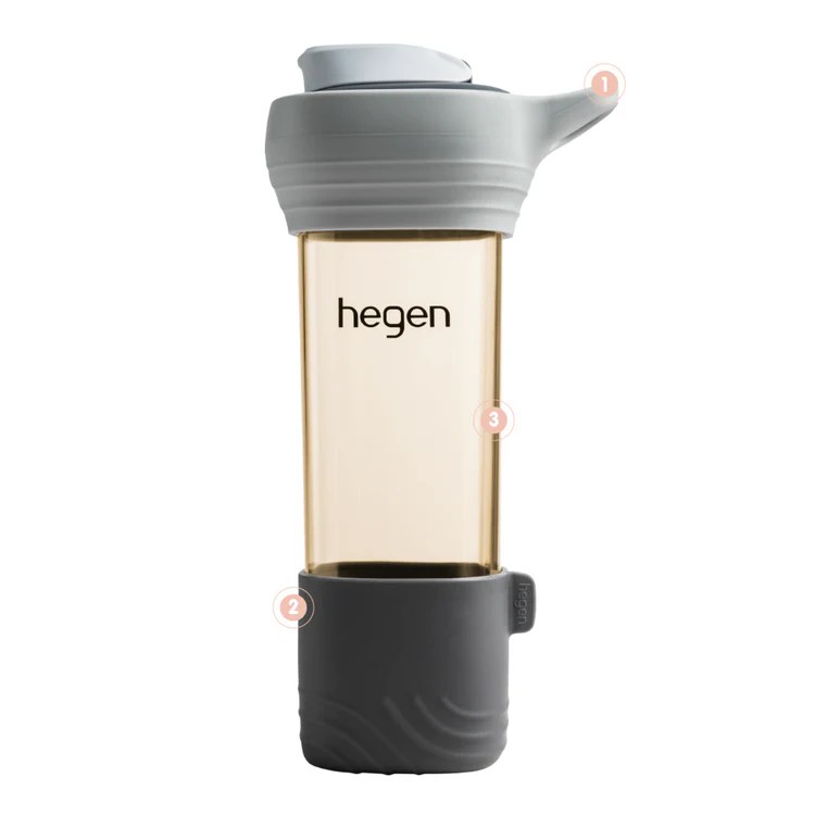 חדש! בקבוק שתייה LifeStyle Hegen PCTO™‎‏  450מ"ל PPSU אפור גרפיט, עם לולאת סיליקון לנשיאה וכיסוי סיליקון