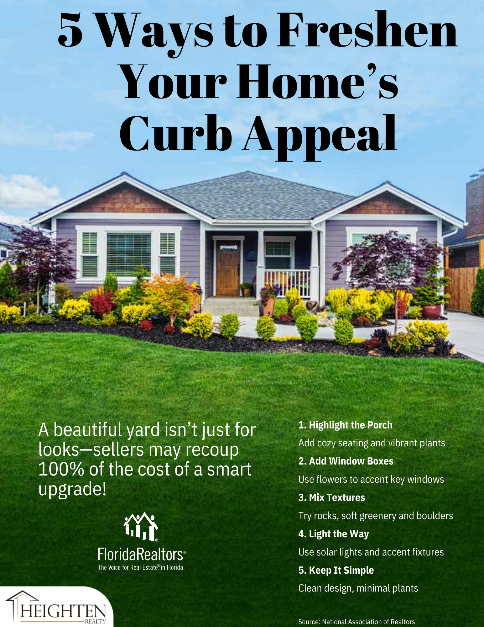 Curb appeal tips for selling a home in Jacksonville FL - Heighten Realty.