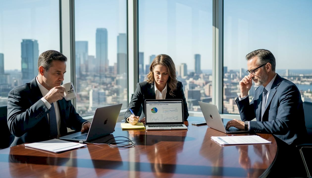 Executives reviewing supply chain risk reports