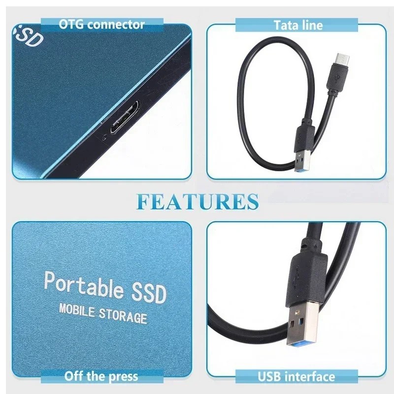 Disque dur externe SSD portable 1 To/2 To Disque dur USB 3.0/Type-C