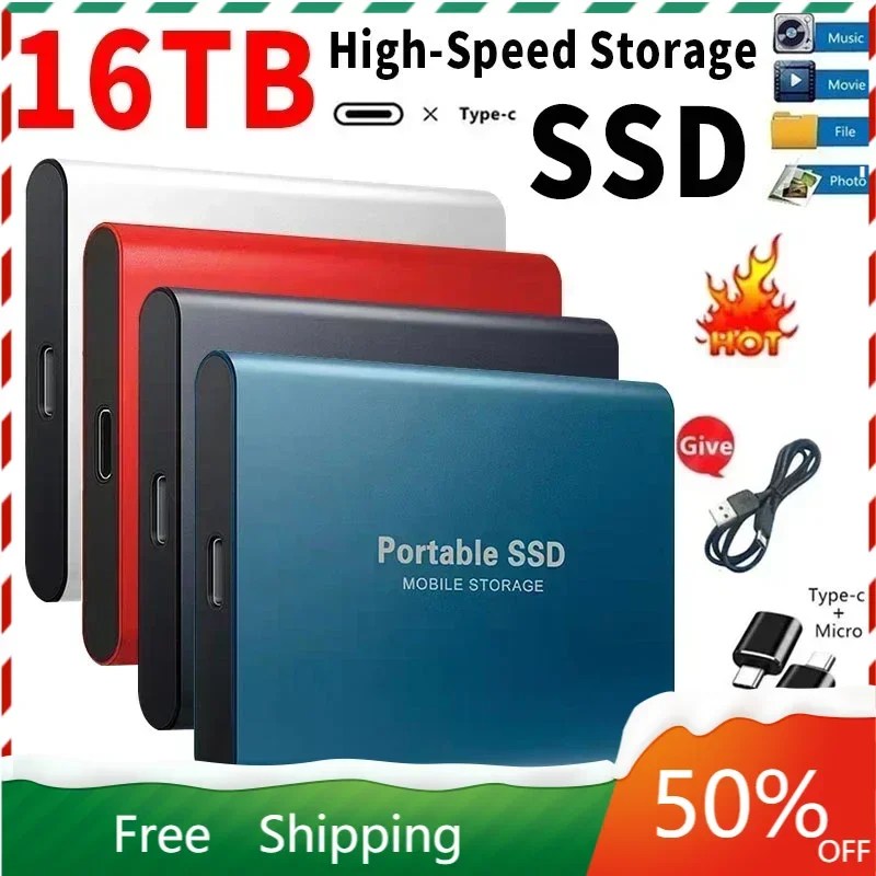 Disque dur externe SSD portable 1 To/2 To Disque dur USB 3.0/Type-C