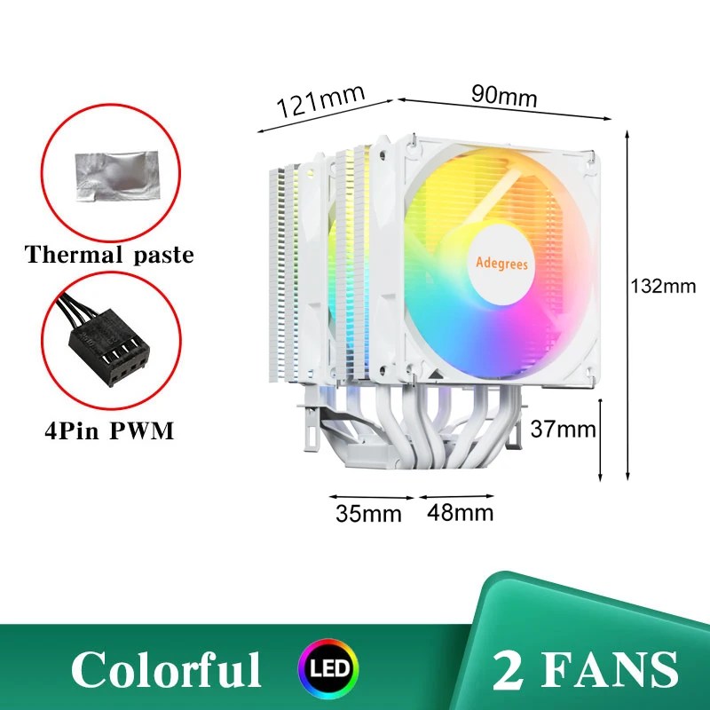 Refroidisseur d'air CPU A6 RGB blanc