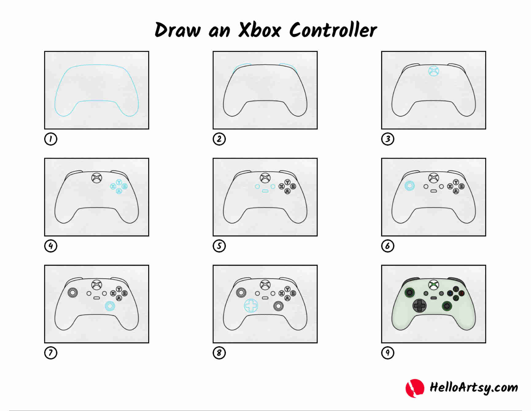 How To Draw Xbox Controllers Draw An Xbox Controller Lesson Preview 