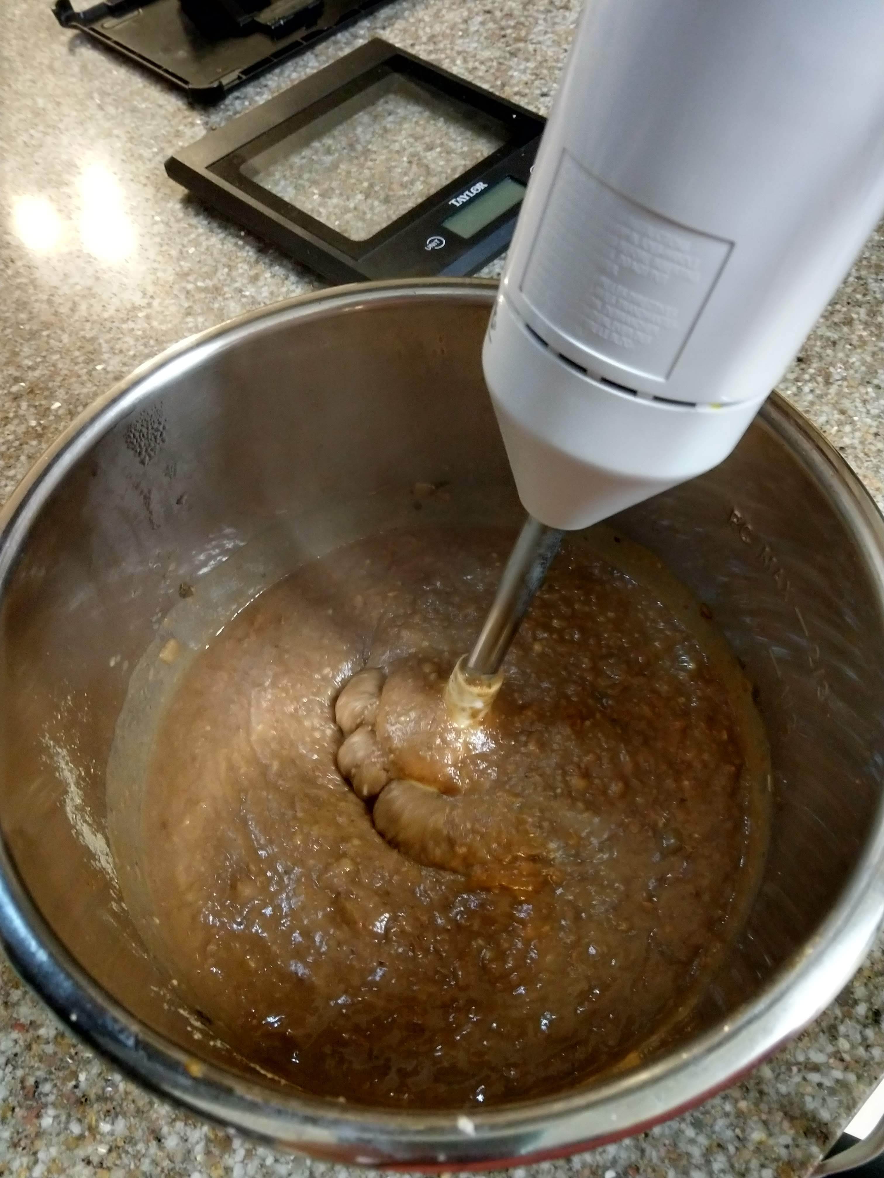 Immersion blender to blend the beans down