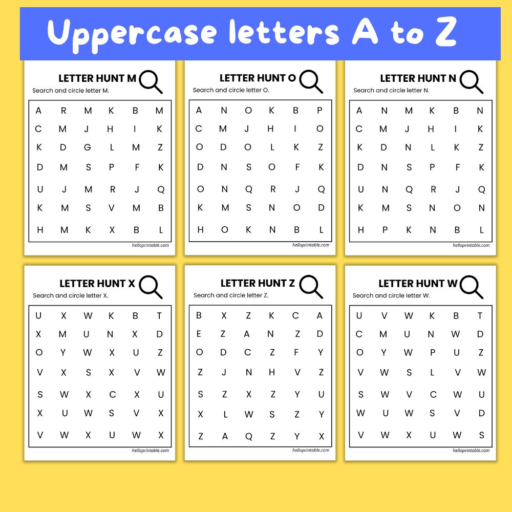 Letter hunt printable for early learners