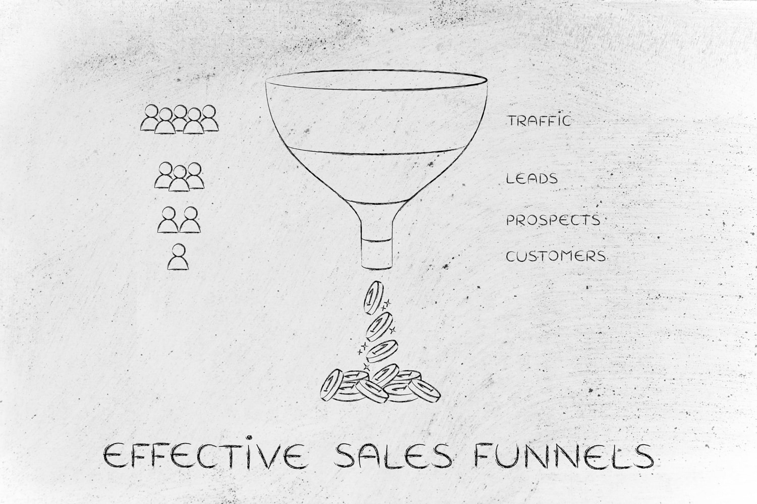 A marketing sales funnel example.