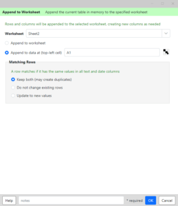 Append to worksheet
