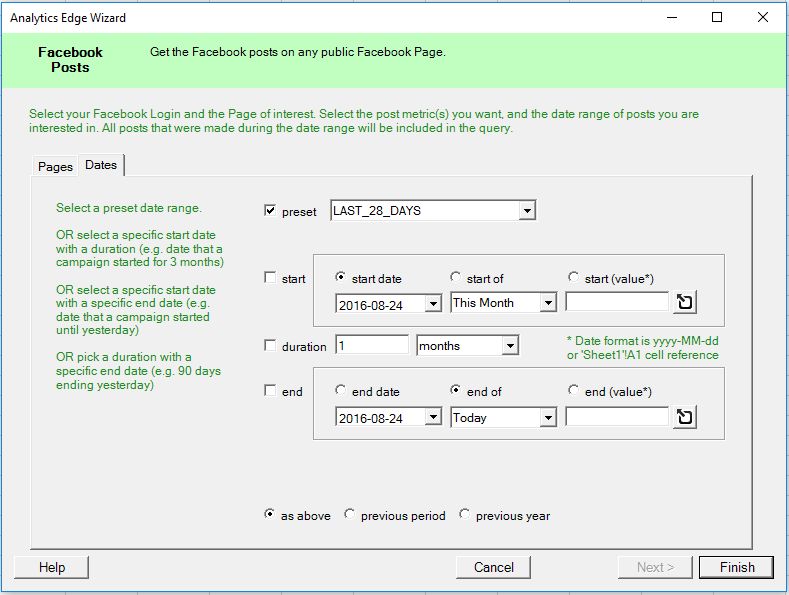 Page Posts Dates Analytics Edge Help - Perfect Space Photo - Mobile