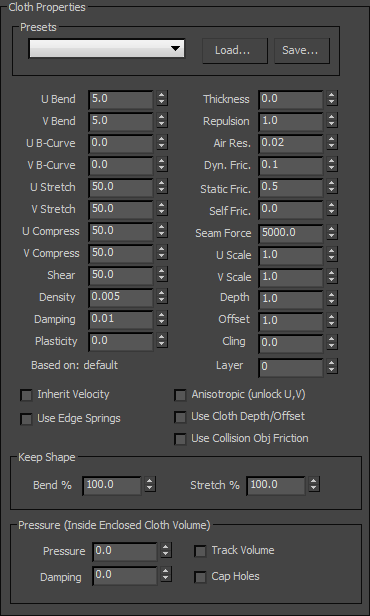 Cloth Properties 3ds Max Autodesk Knowledge Network