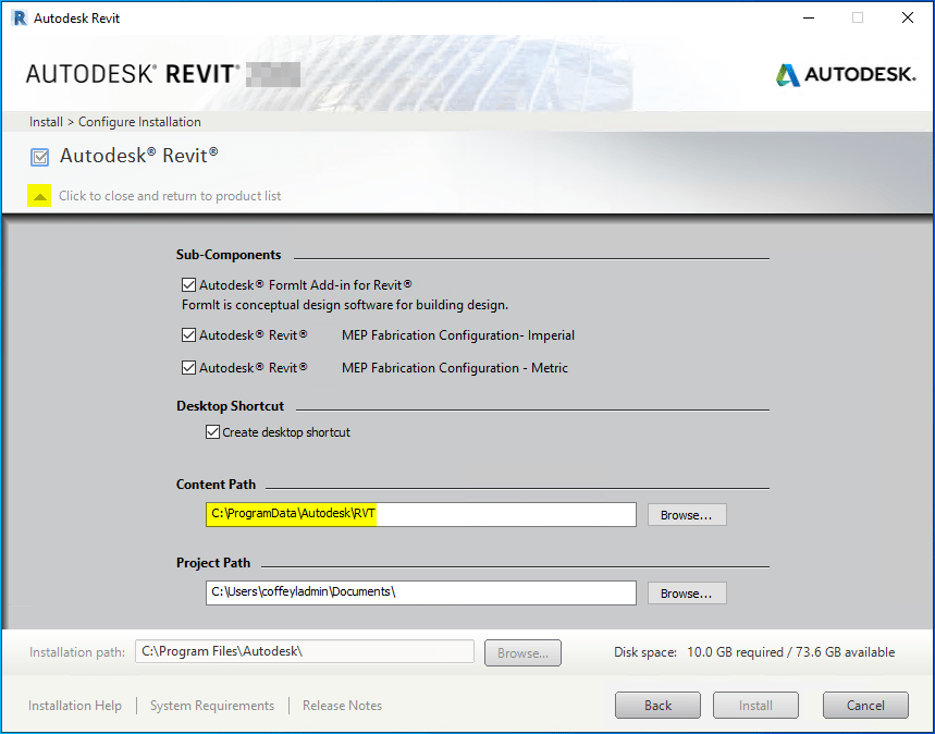 Come Installare Revit In Un'unità Secondaria | Revit 2022 | Autodesk Knowledge Network 674_x_859_jpg