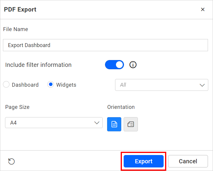 How To Export Specific Widgets In Dashboard Pdf Export