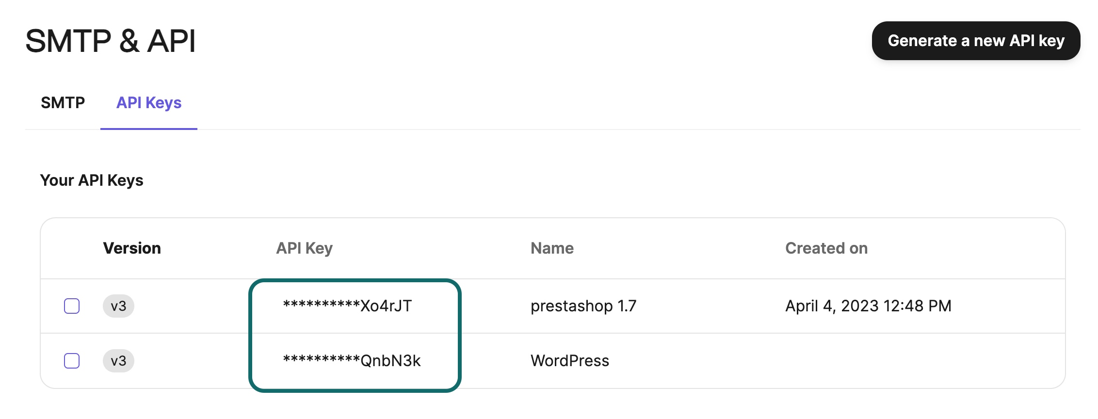 Create and manage your api keys