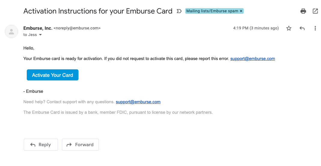 How do i activate a physical card?