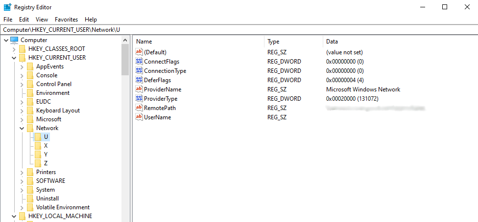 Network Drive Registry 