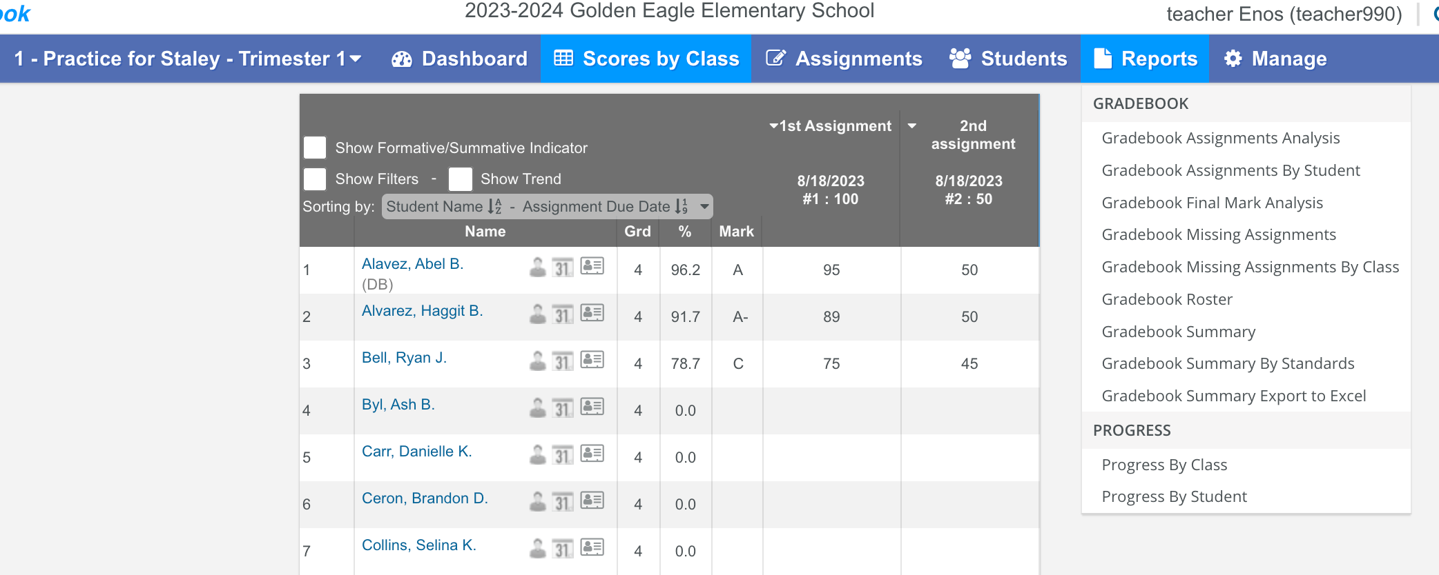 How to generate progress reports from aeries gradebooks