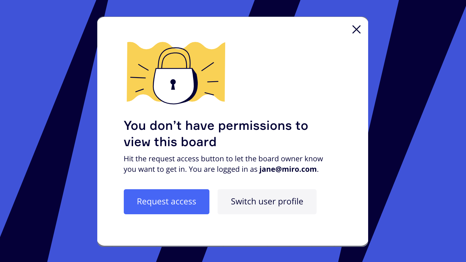 Open the board share menu, click on the permissions tab in the sharing settings window, and choose the right option: Access Rights And Board Ownership Miro Support Help Center