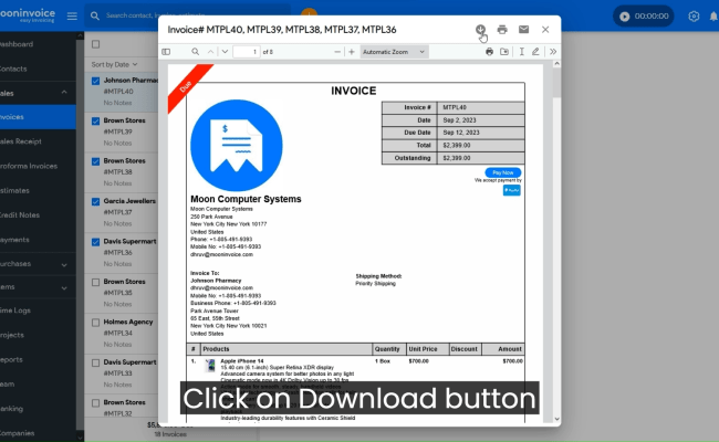 How To Download Multiple Invoices At One Time In Moon Invoice? – Moon Invoice - Easy Invoicing