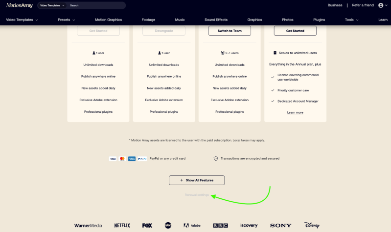 How Do I Downgrade Or Cancel My Plan Motion Array - Classic Dark Design - Full HD