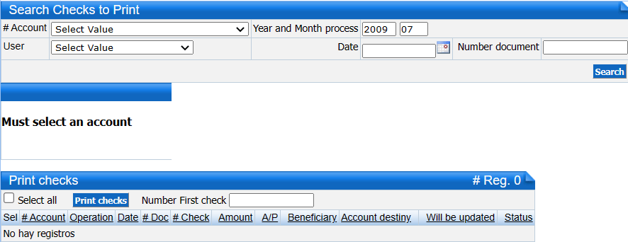 Printing of checks