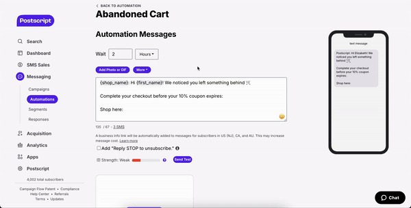 Customize Your Abandoned Cart Automation Postscript - High Resolution Landscape Illustrations for Desktop