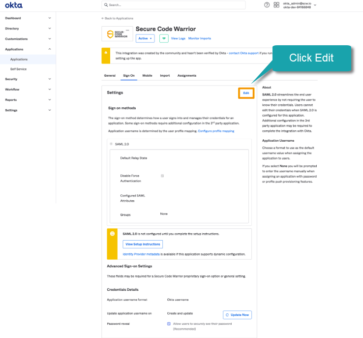 Okta Sso Configuration Guide Secure Code Warrior - Modern Retina Minimal Pictures | Free Download