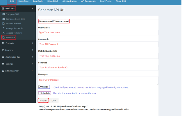 How To Generate API URL From Panel | SMS INDIA HUB