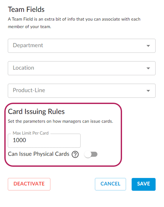 Enable card issuing for managers