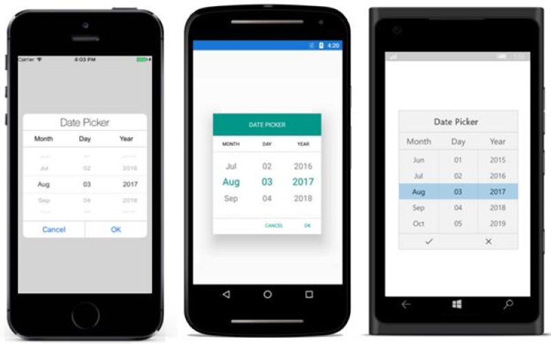 Date Picker in Xamarin Picker control Syncfusion.