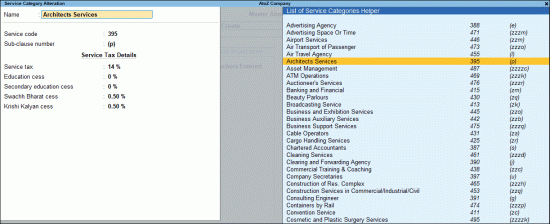 Service Category Alteration in TallyPrime
