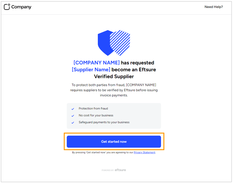 Existing supplier bank account confirmation