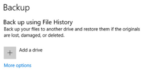 Backing Up Using Windows 10 File History