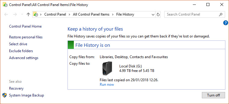 windows 10 file history