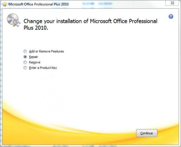 Repair window for MS Office