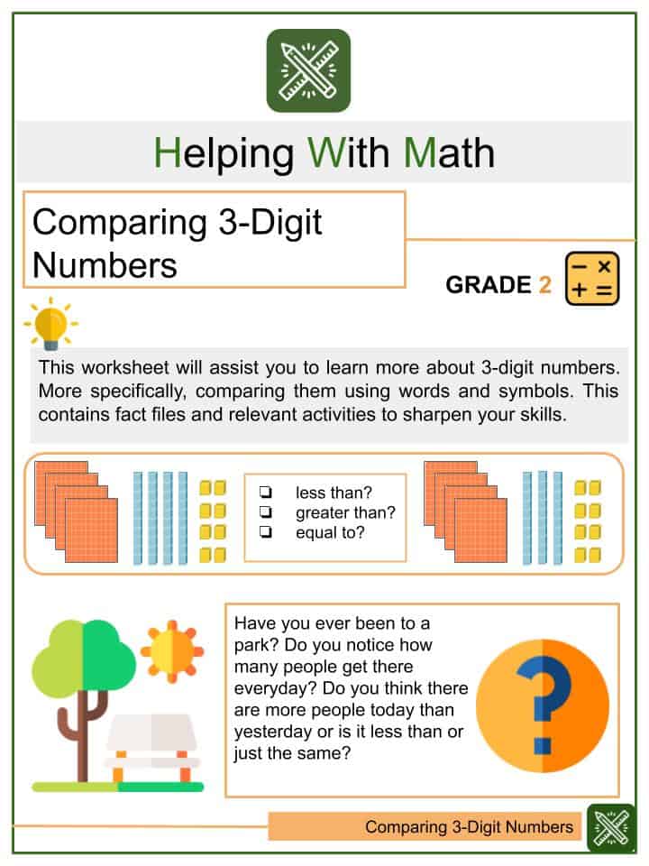 comparing 3 digit numbers worksheets helping with math