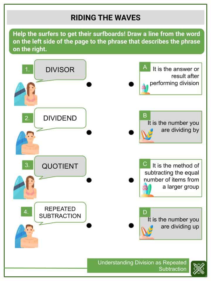 understanding division as repeated subtraction worksheets