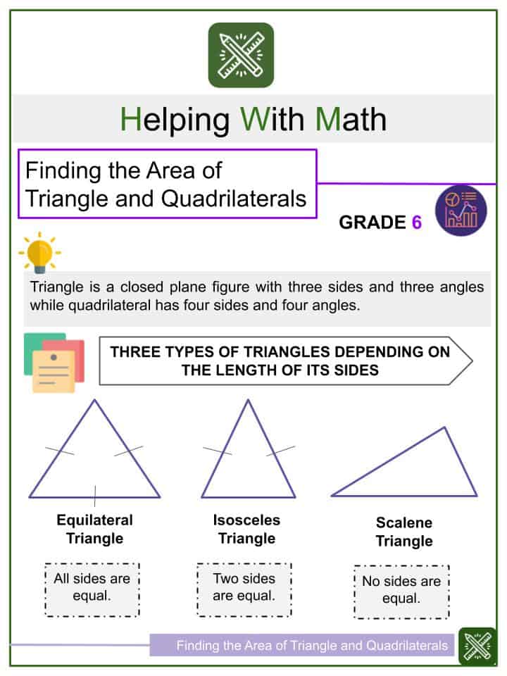 finding the area of triangle quadrilaterals 6th grade