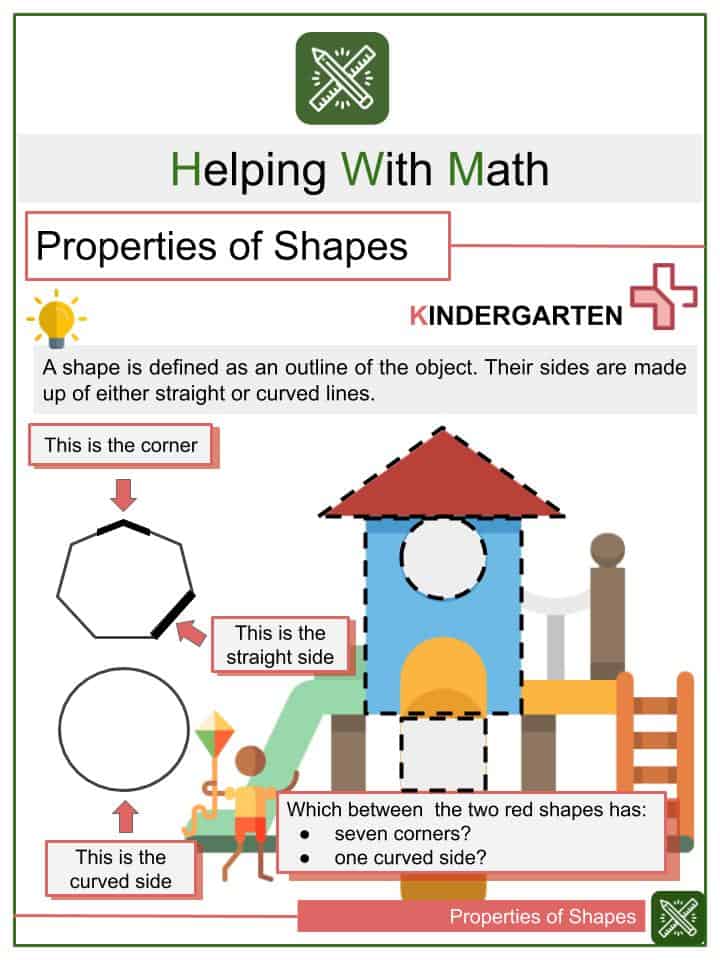 properties of shapes worksheets kindergarten math worksheets